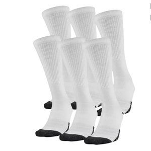 Under Armour Performance Socks, 6 Pairs White, Y
